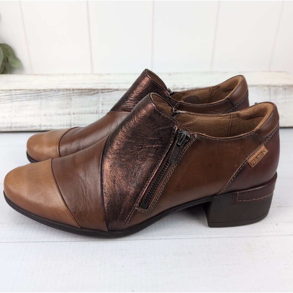 Pikolinos Women's Malaga Pump Loafers Brown Metallic Zip Women's 10 | EU 42